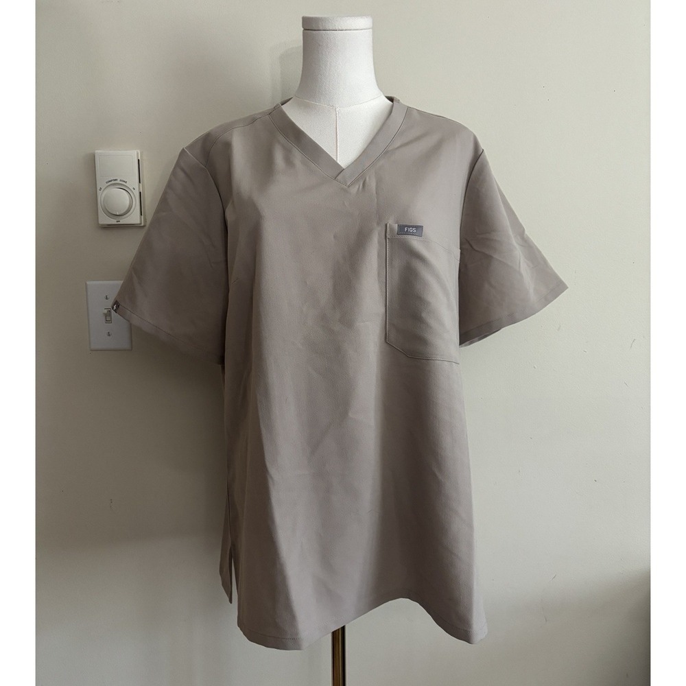 FIGS Catarina Scrub Top Womens XL Boulder Beige PO 1553 Casual Workwear